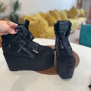 Killstar Black Textured Platform Shoes